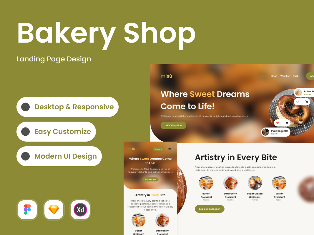 Misu - Bakery Shop Landing Page by Twin Studio Design on Dribbble