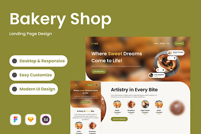 Misu - Bakery Shop Landing Page bakery delivery desktop exploration interface landing marketing menu order page retail selling startup store website