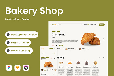 Misu - Bakery Shop Landing Page V2 bakery delivery desktop exploration interface landing marketing menu order page retail selling startup store website