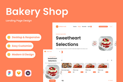 Artisan Crust - Bakery Shop Landing Page V2 bakery delivery desktop exploration interface landing marketing menu order page retail selling startup store website