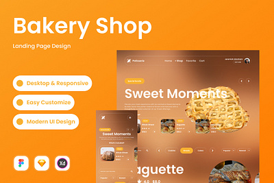 Patisserie - Bakery Shop Landing Page V2 bakery delivery desktop exploration interface landing marketing menu order page retail selling startup store website