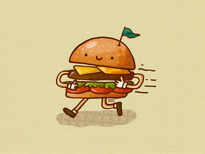 Burger Buddy 2d burger cartoon character cute food healthy illustration illustrator plant based running