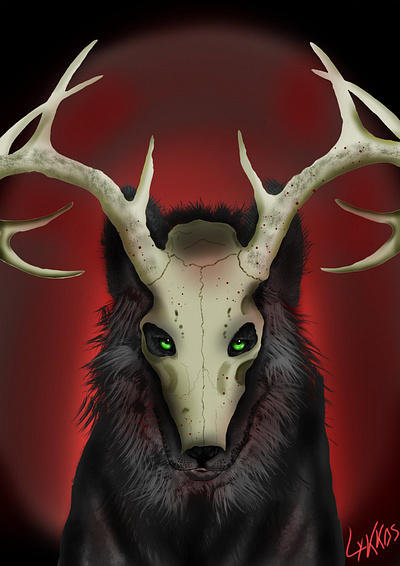 Wolf with Skull artwork design digital graphic design illustration