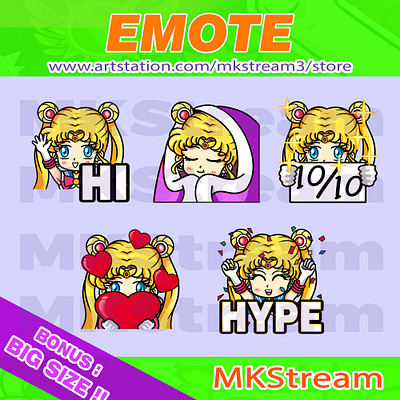 Twitch emotes sailor moon usagi hi, hype, perfect, love & comfy animated emotes anime comfy cute design emote emotes girl hype illustration love sailor moon sub badge twitch emotes usagi waving women