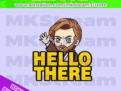 Twitch emotes star wars obi wan kenobi hello there animated emotes anime cute design emote emotes hello there illustration jedi kenobi obi wan obi wan kenobi star wars starwars starwars emotes sub badge twitch emotes