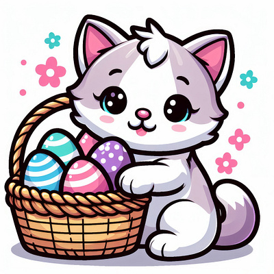 Easter Kitty Kawai Vector ai graphic design vectorimage vectorlogo