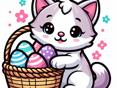 Easter Kitty Kawai Vector ai graphic design vectorimage vectorlogo