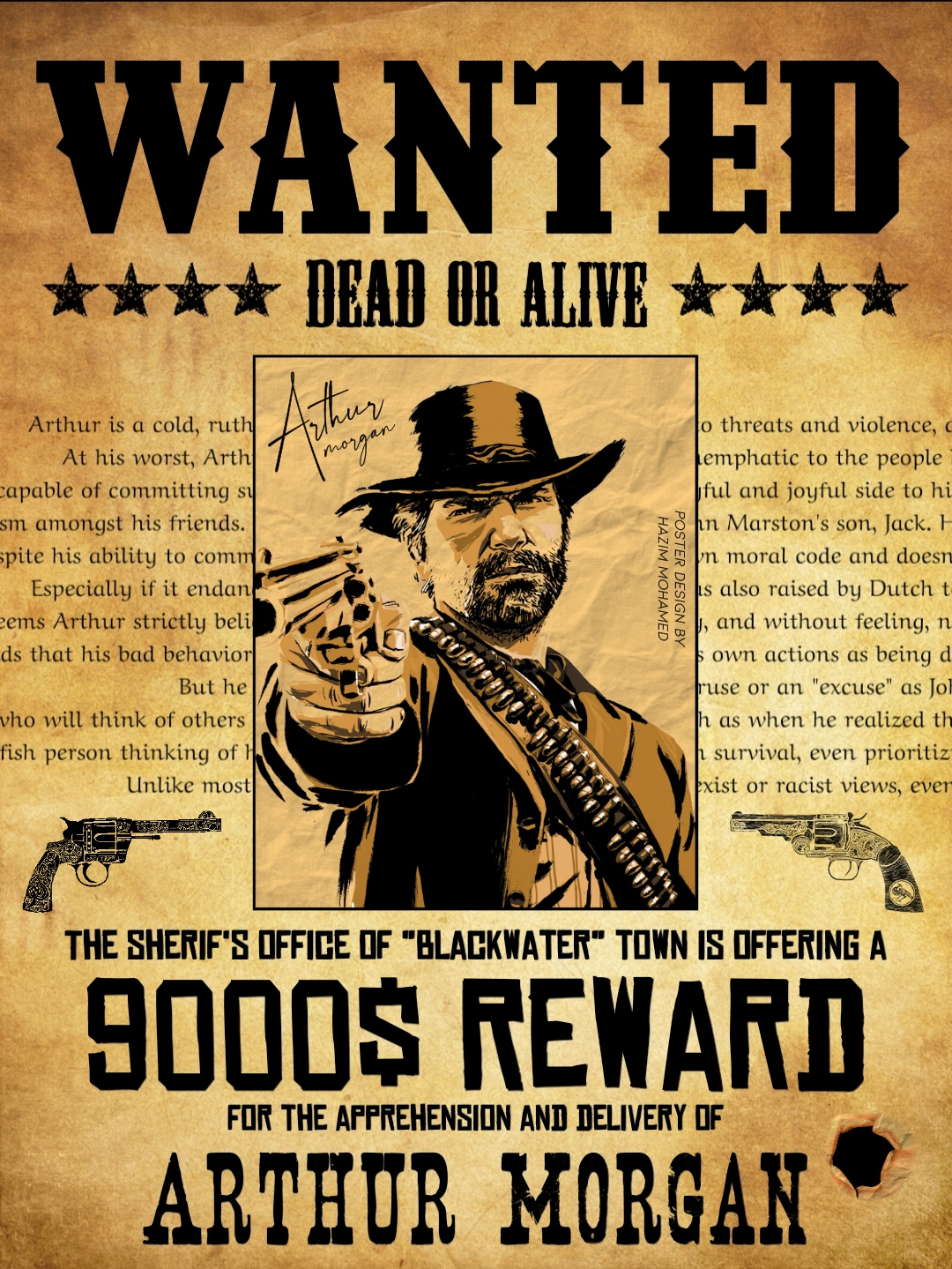 Red Dead Redemption 2 Arthur Morgan Custom Made WANTED Poster By red-dead-redemption-2-arthur-morgan-custom-made-wanted-poster-by