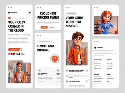 CloudNest | Hosting Website Mobile app archive cloud data design domain homepage hosting illustration management mobile responsive saas save service solutions ui website wordpress