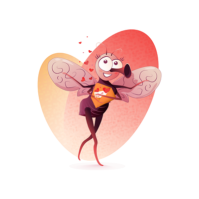 Valentine's card for a fly design graphic design illustration vector