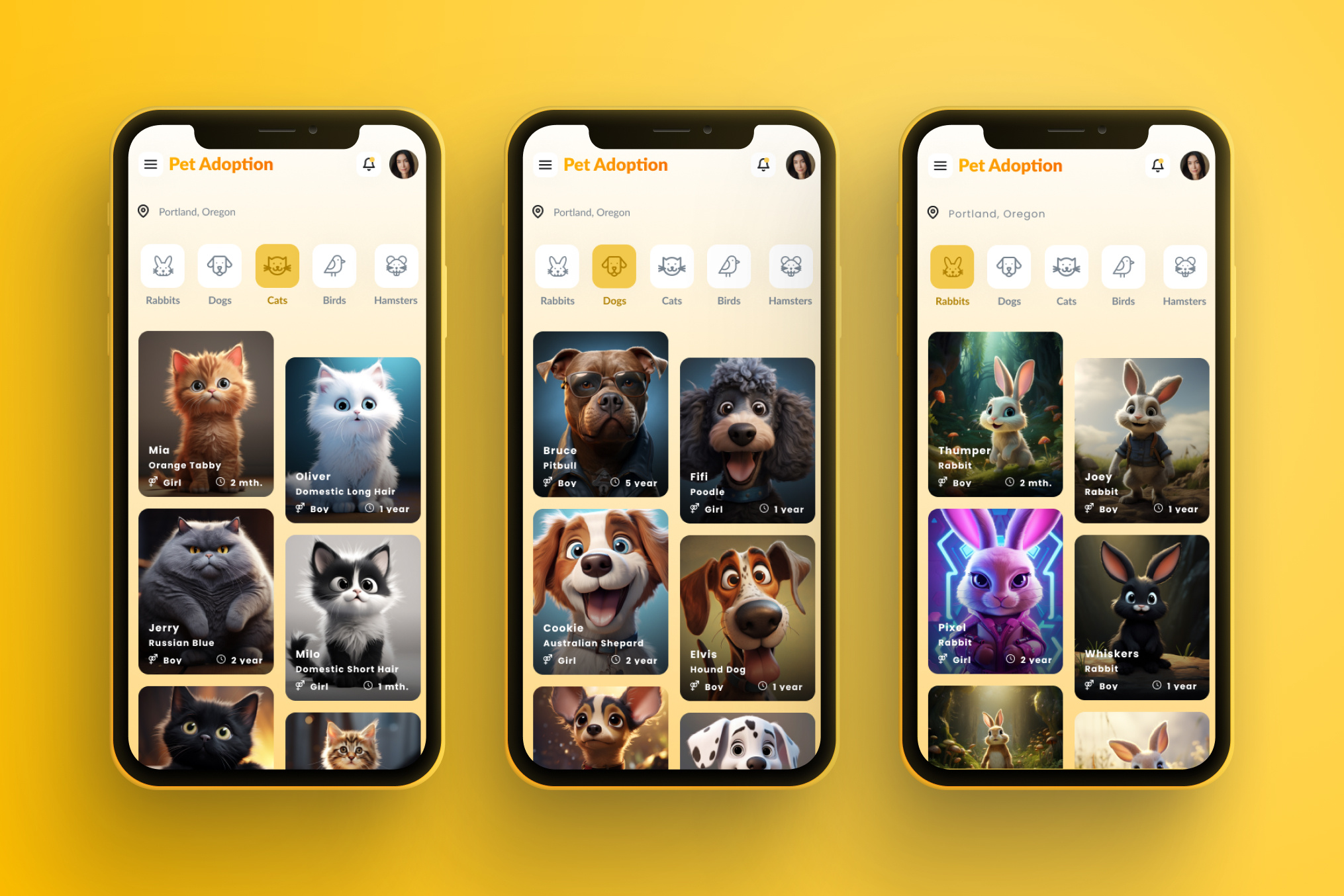 Pet Adoption App app design graphic design ui ux web