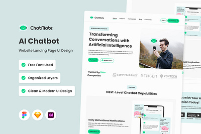 ChatMate - AI Chatbot Website Landing Page application apps design landing layout ui ux website