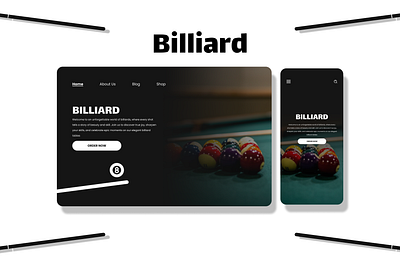 Billiard Landing Page 3d animation branding graphic design logo motion graphics ui