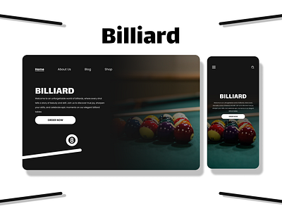 Billiard Landing Page 3d animation branding graphic design logo motion graphics ui