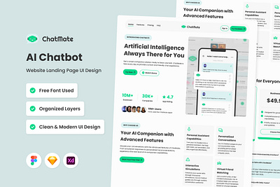 ChatMate - AI Chatbot Website Landing Page V2 application apps design landing layout ui ux website