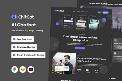 ChitCat - AI Chatbot Website Landing Page application apps design landing layout ui ux website