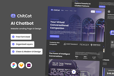 ChitCat - AI Chatbot Website Landing Page V2 application apps design landing layout ui ux website