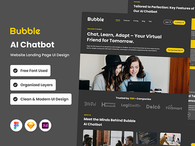 Bubble - AI Chatbot Website Landing Page V2 application apps design landing layout ui ux website