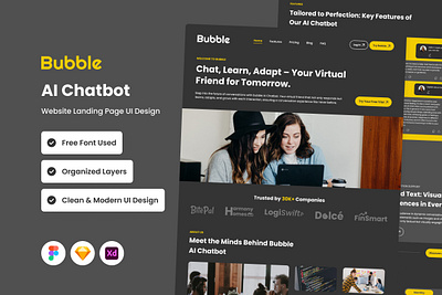 Bubble - AI Chatbot Website Landing Page V2 application apps design landing layout ui ux website