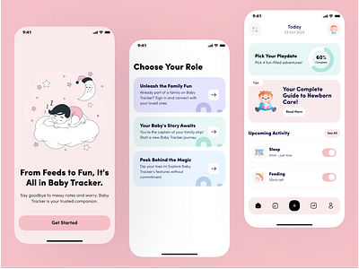 Baby care concept app app design babycare concept figma illustration mobile app onbaording playful ui