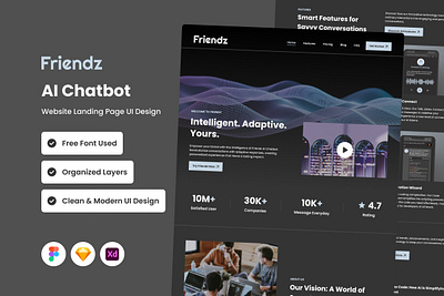 Friendz - AI Chatbot Website Landing Page application apps design landing layout ui ux website