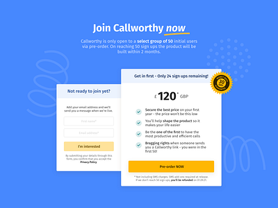 Callworthy | Website booking branding form meeting pre order schedule signup ui website