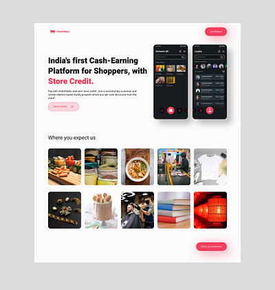 OrderDekho.com New Era of Store Credit cash earning platform figma design fintech app for consumers for venders mobile app design store credit web design