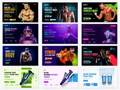 Website Banner Design । Landing Page Design banner ads designer facebook post fitness banner graphic design gym banner nft nft banner product banner sale banner shoes shoes banner shopify banner web banner website banner
