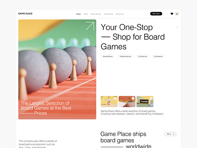 Home page of the online board game store design digital ui web website