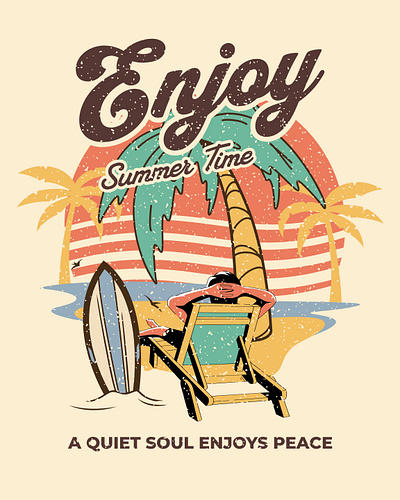 Enjoy summer time beach enjoy summer time retro vintage