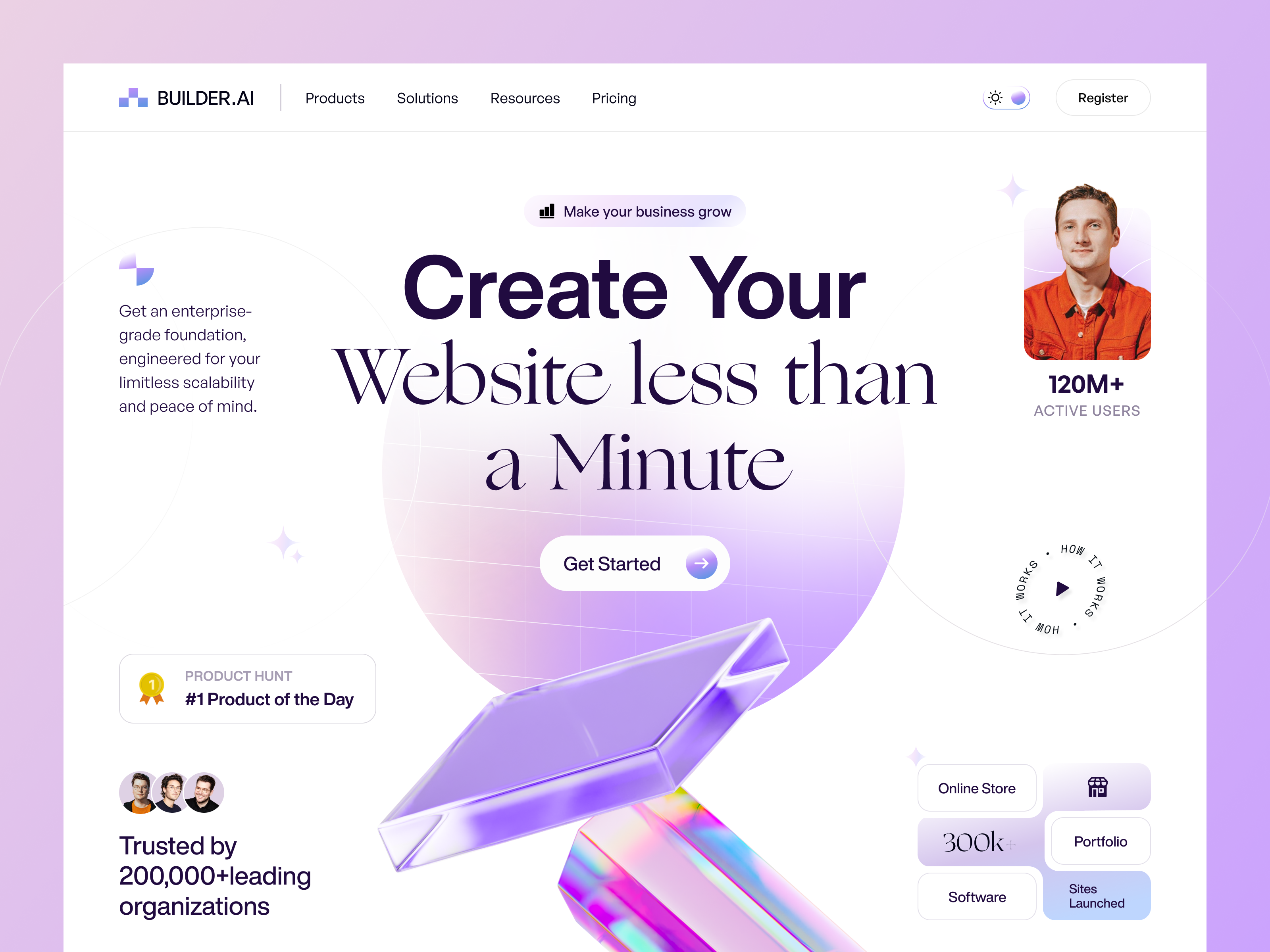 SaaS Website Builder analytics b2b b2c fintech landing page marketing minimal najmul no code popular shot saas saas landing page visual design web 3 web design webflow website website builder