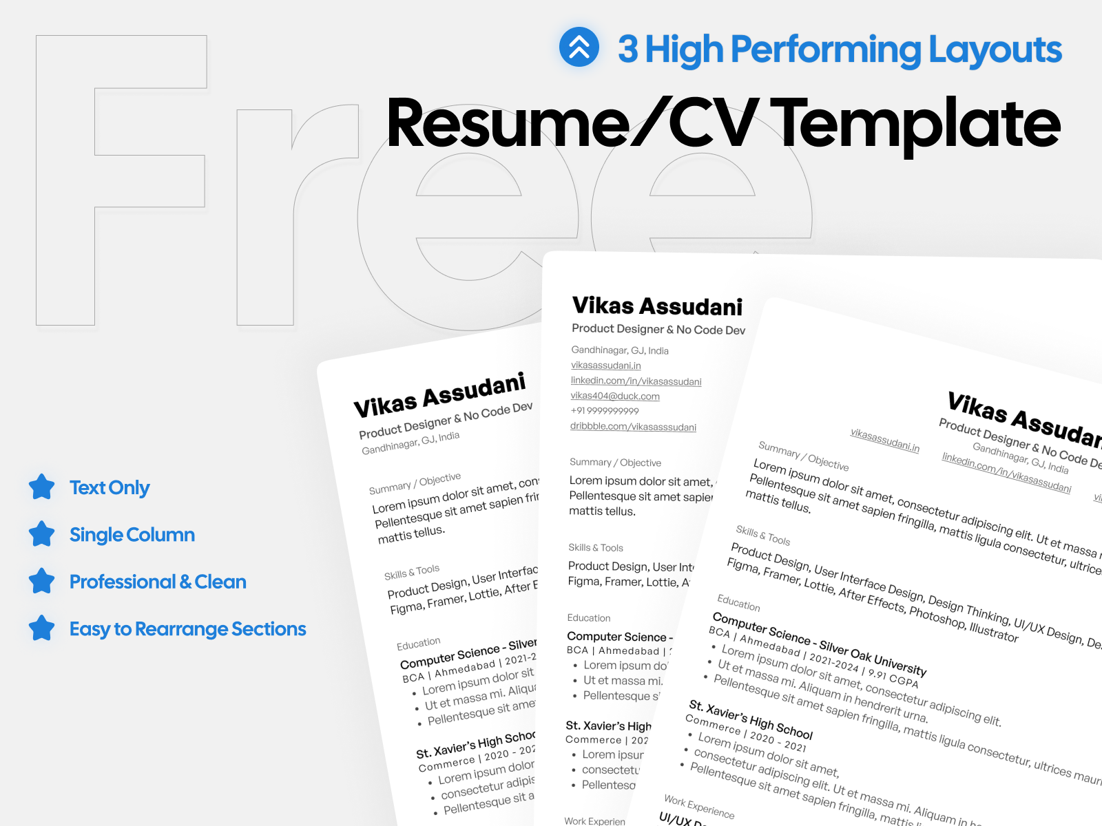 Resume Template Text Only Single Column Pro Resume/CV Template by Resume Template Text Only Single Column Pro Resume/CV Template by