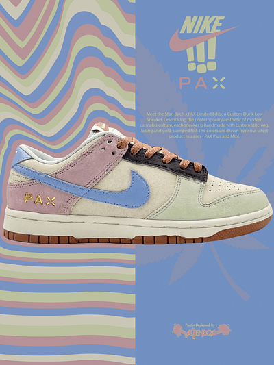 Nike Dunk Low STAN BIRCH X PAX Sneaker branding colorpalette design dunklow fashion fashiondesign graphic design nike nikedunklow pax posterdesign