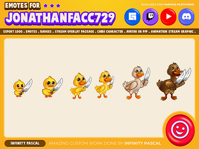 🦆Custom Duck Knife Sub or Bit Badges🦆 animal animation birds character drawing custom design design digital illustration discord emotes duck facebook emotes freelancer graphic design illustration knife loyalty badges streamer twitch emotes youtube emotes