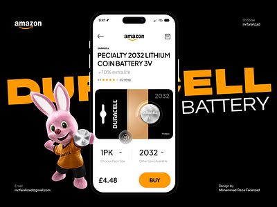 Amazon App-Duracell🔋 3d amazon app battery design e commerce ecommerce market marketplace mobile online store product shop shopping trend ui uidesign uiux
