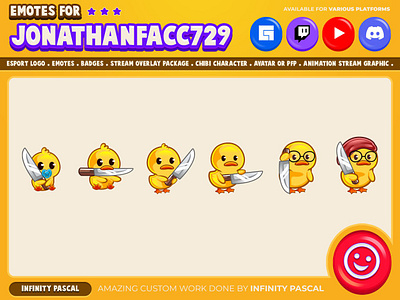 🦆🔪Custom Duckling Knife Sub or Bit Badges🐣🔪 2d animation artwork concept art custom design design digital illustration discord emotes duck duckling facebook emotes feelancer graphic design illustration knife loyalty badges open commission original character twitch emotes youtube emotes