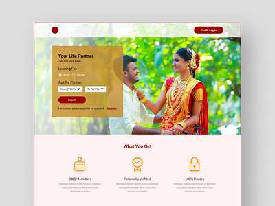 Matrimony - Website concept Design figma india landing page matrimony website south india web design