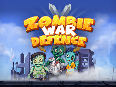 Zombie War Defence Game UI 2d game design game game design gui