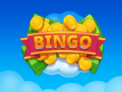 Bingo game logo balls bingo coins colorful design illustration logo money ui