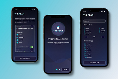 The Fear / Apps Blocking App adobe xd design animation apps apps kit apps uiuxkit design figma figma apps figma apps ui mobile app design modern ui the fear ui uiux uiux kit