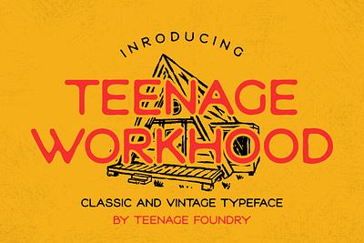 Teenage Workhood - Classic and Vintage Typeface 70s 80s 90s branding classic design display font fonts illustration logo logotype merchandise retro rough typeface ui vintage