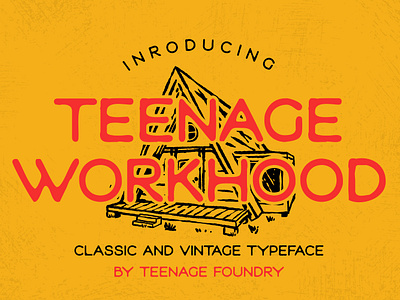 Teenage Workhood - Classic and Vintage Typeface 70s 80s 90s branding classic design display font fonts illustration logo logotype merchandise retro rough typeface ui vintage