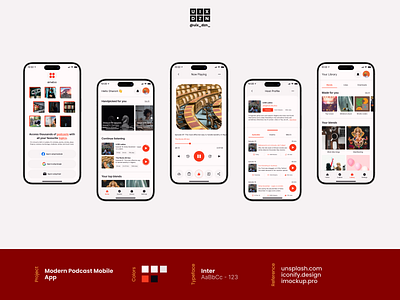 Modern Podcast Mobile App app entertainment mobile mobile app mobile design mobile ui podcast product design ui design uiux ux design