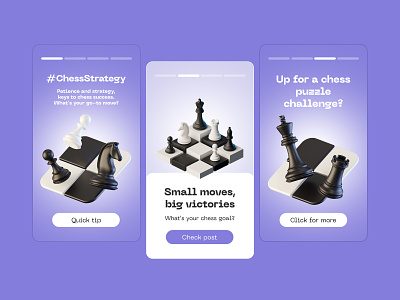 Chess reels 3d icons blender chess chessboard icons mobile pawn post reels rook ui design web design website