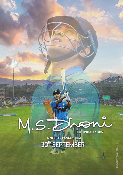 M.S.Dhoni Movie Poster Redesign advertising branding design designer film poster graphic design movie poster poster poster design