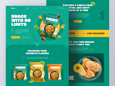 🍔🌐 Sneek - Food Marketplace Landing Page Website animation branding design graphic design illustration ui ux web