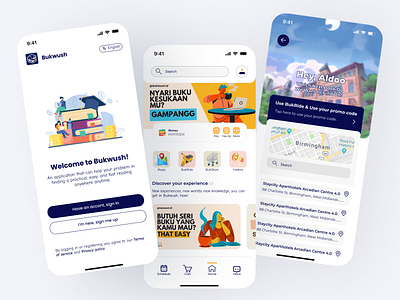 Bukwush - Discover Book Series app application book desain design design app digital discover find illustration library mobile mobile app ui ui design