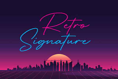 Retro Signature - Neon Lights florida miami retro script signature synthwave vice vintage