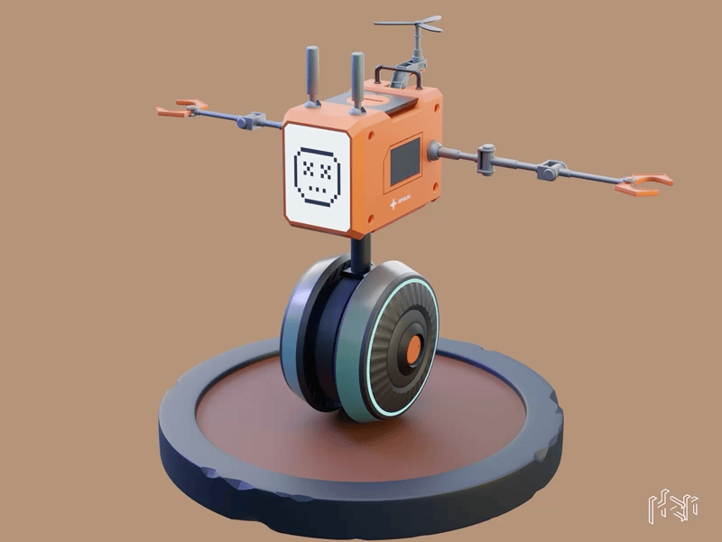 One-wheeled robot 3d animation blender