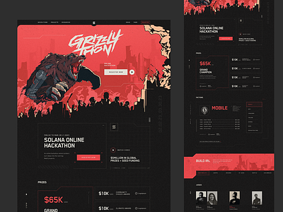 Grizzlython Landing Page branding design graphic design illustration ui ux